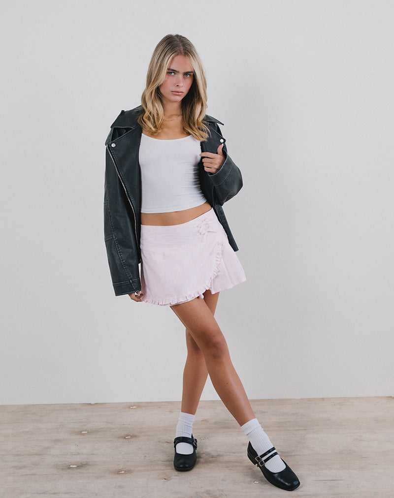 Image of Monana Wrap Mini Skirt in Light Pink