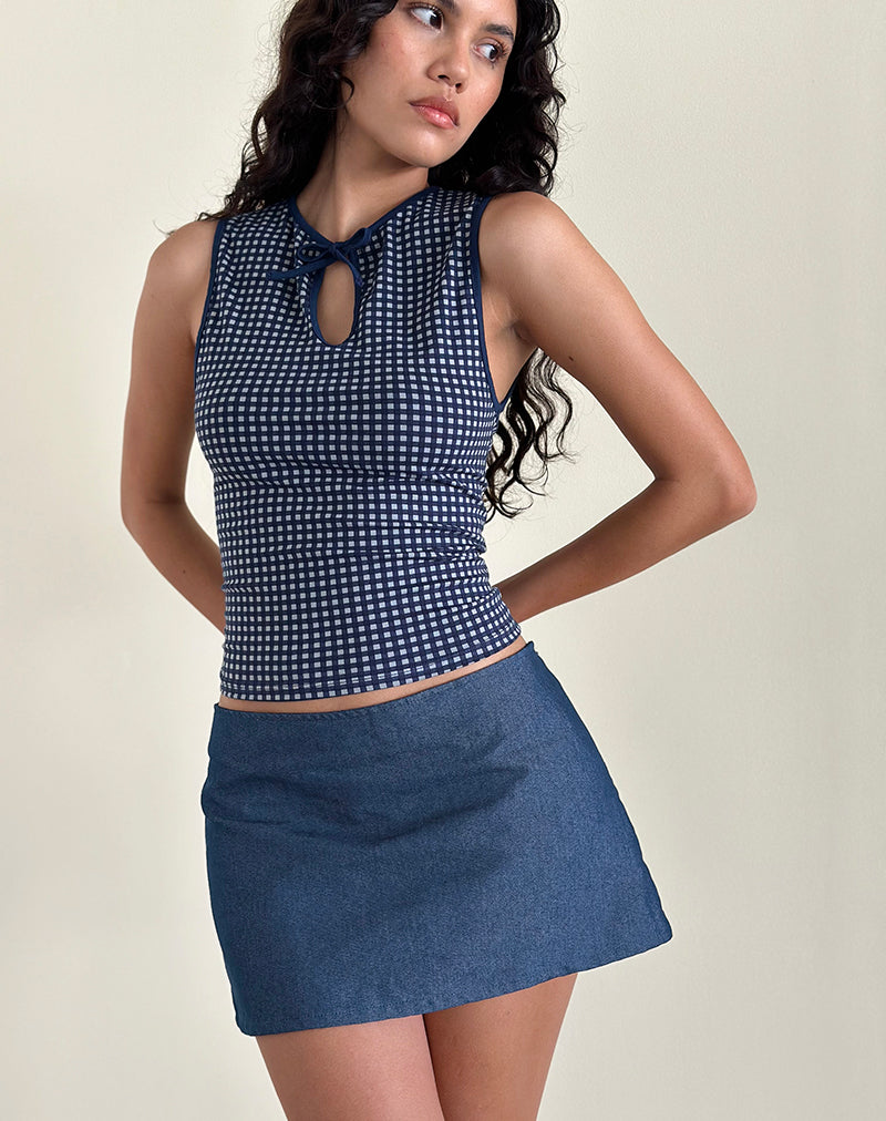 Image of Olsa Denim Mini Skirt in Chambray Indigo