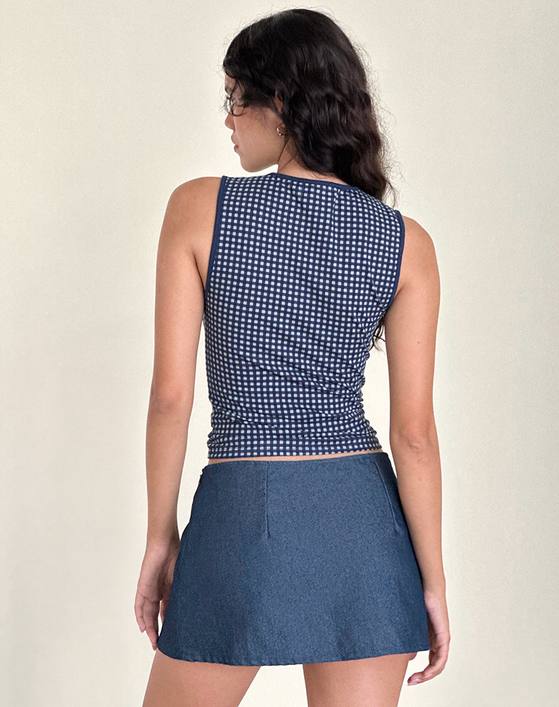 Image of Olsa Denim Mini Skirt in Chambray Indigo