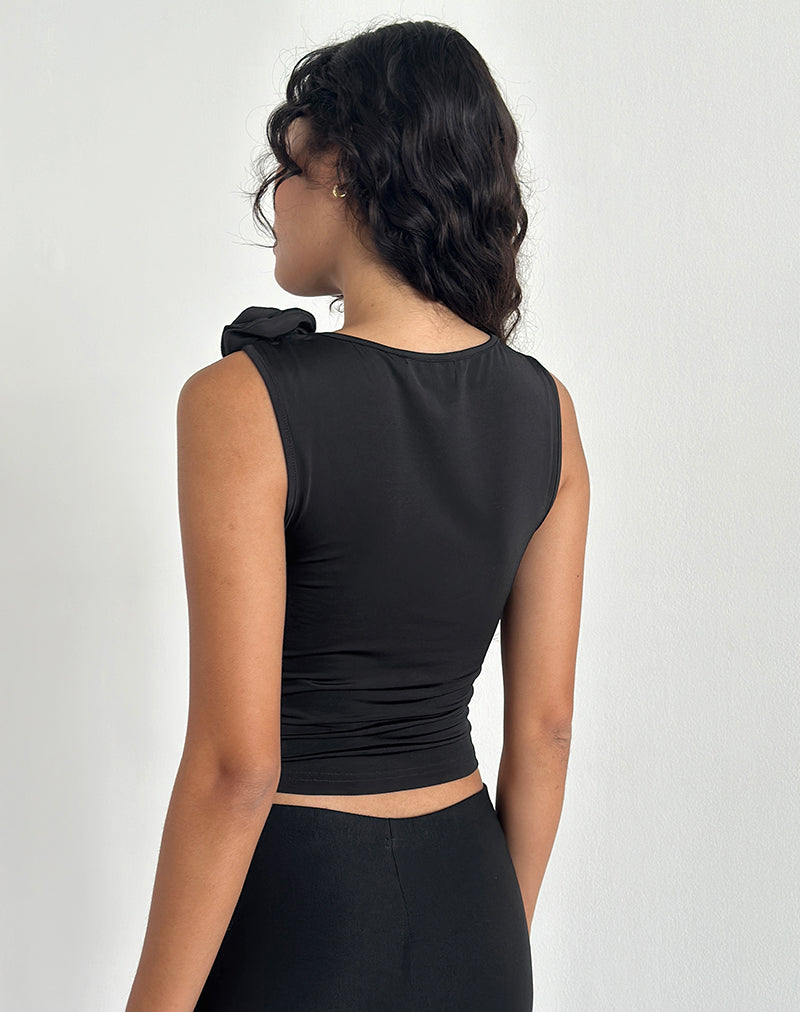 Image of Morena Rosette Top in Black