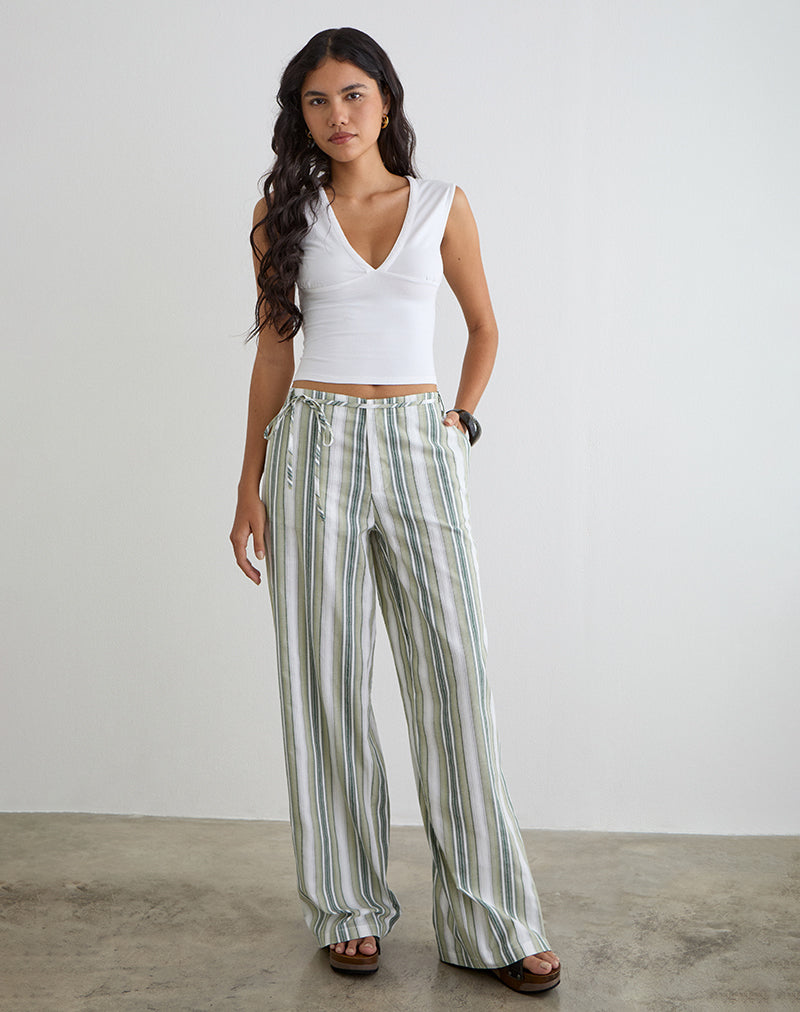 Image of Morino Trouser in Sage Stripe