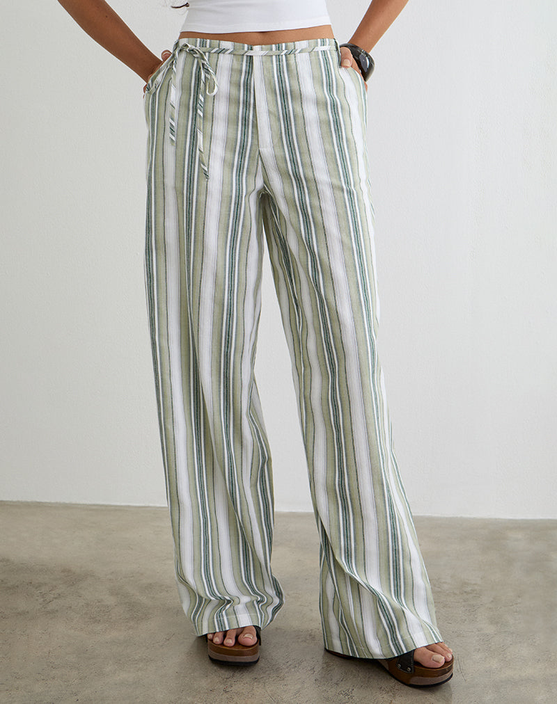 Image of Morino Trouser in Sage Stripe