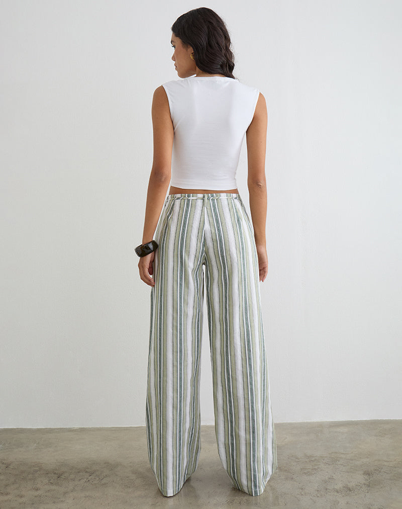 Image of Morino Trouser in Sage Stripe