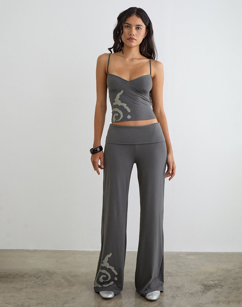 Image of Coreta Foldover Trouser in Spiral Charcoal Grey