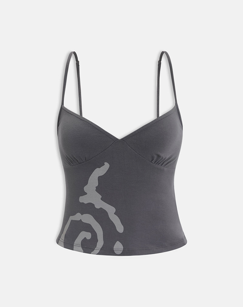 Image of Morty Top in Spiral Charcoal Grey