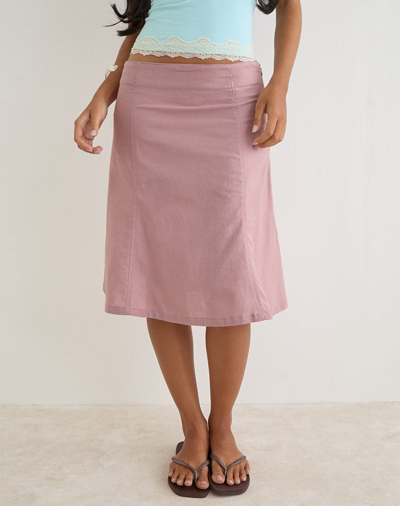 Muhita Midi Skirt in Linen Dusty Rose