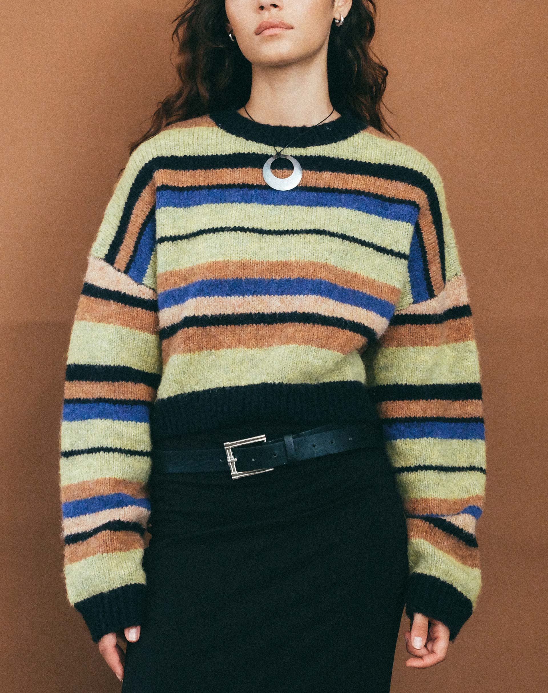 image of Munella Knitted Jumper in Mixed Stripe