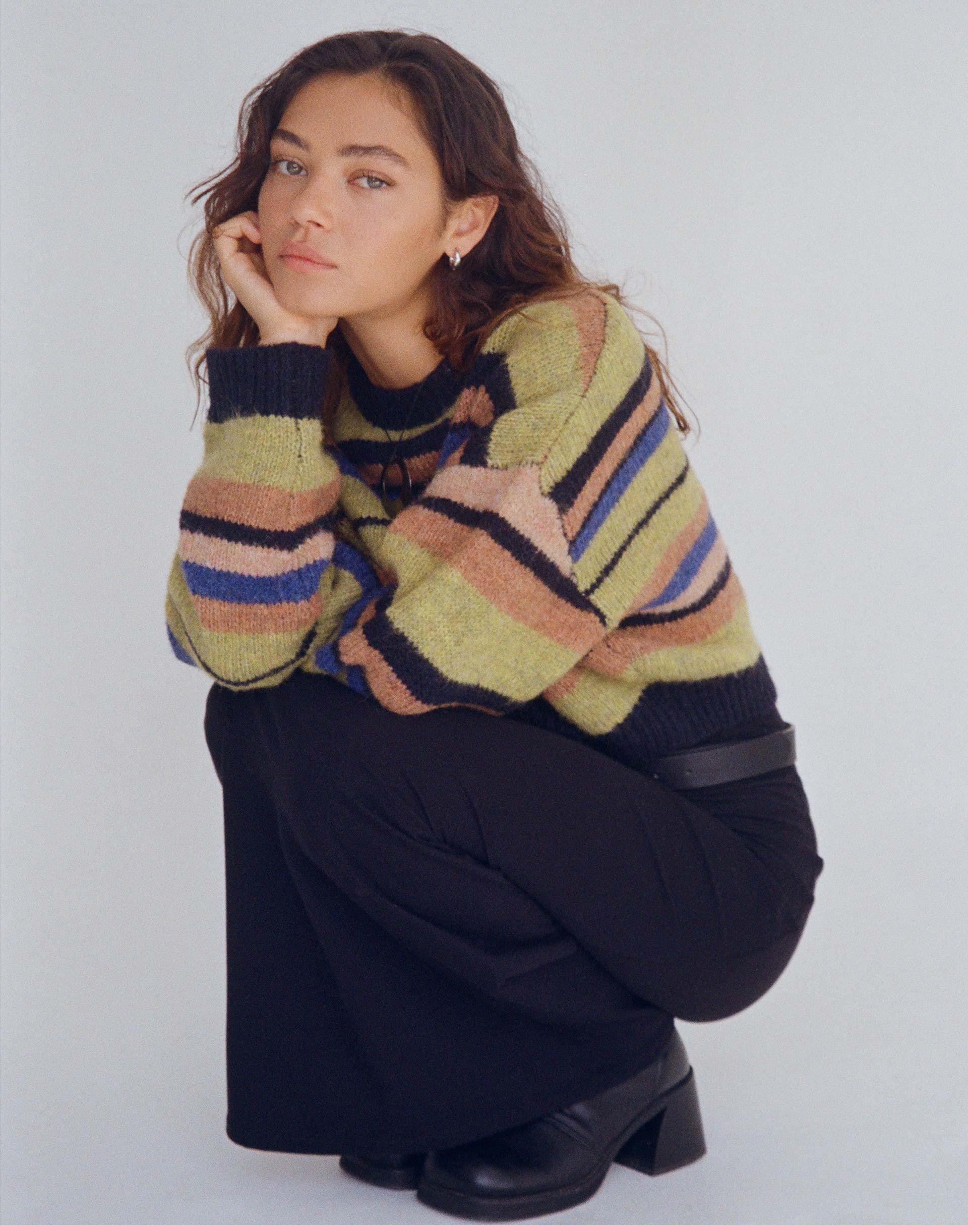 image of Munella Knitted Jumper in Mixed Stripe