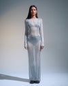 image of Lavinia Long Sleeve Maxi Dress in Silver Chain