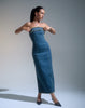 Image of Atun Denim Bandeau Maxi Dress in Brown Blue Acid Wash