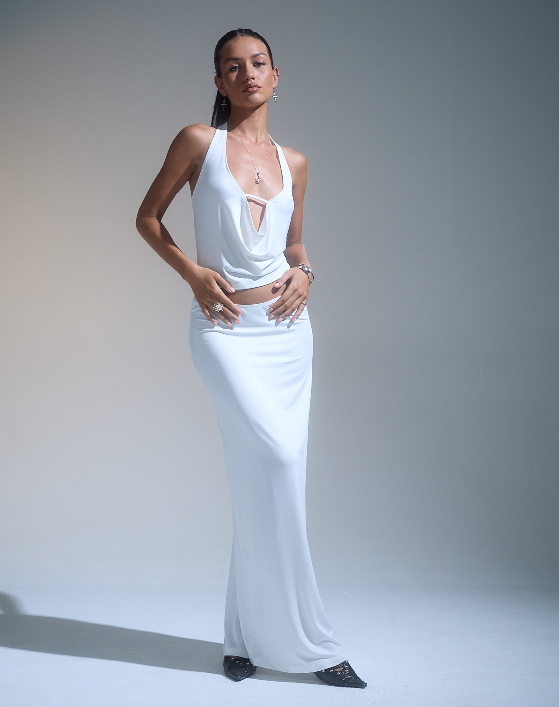 Image of Rim Jersey Maxi Skirt in Ivory