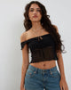 Image of Nabil Bardot Top in Mesh Black