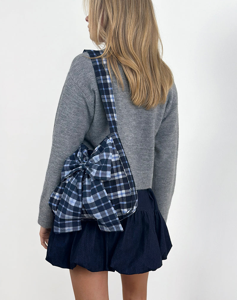 Sac Nagi en tartan bleu foncé