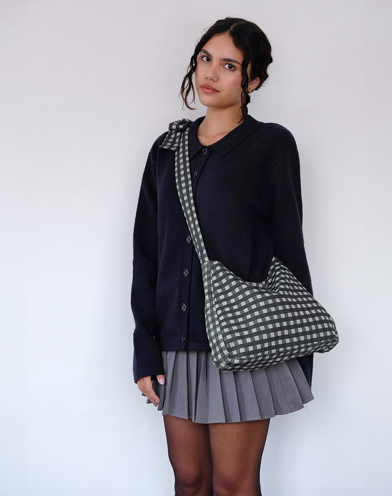 SAC À NŒUD NAGISA VICHY TON SUR TON NOIR GRIS