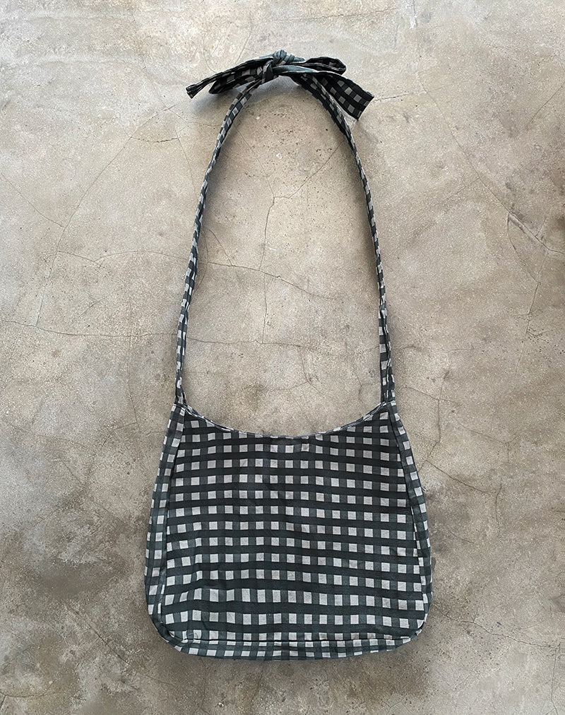 SAC À NŒUD NAGISA VICHY TON SUR TON NOIR GRIS