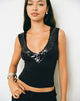 Image of Nahia Top with Sequin Trim in Cupro Black