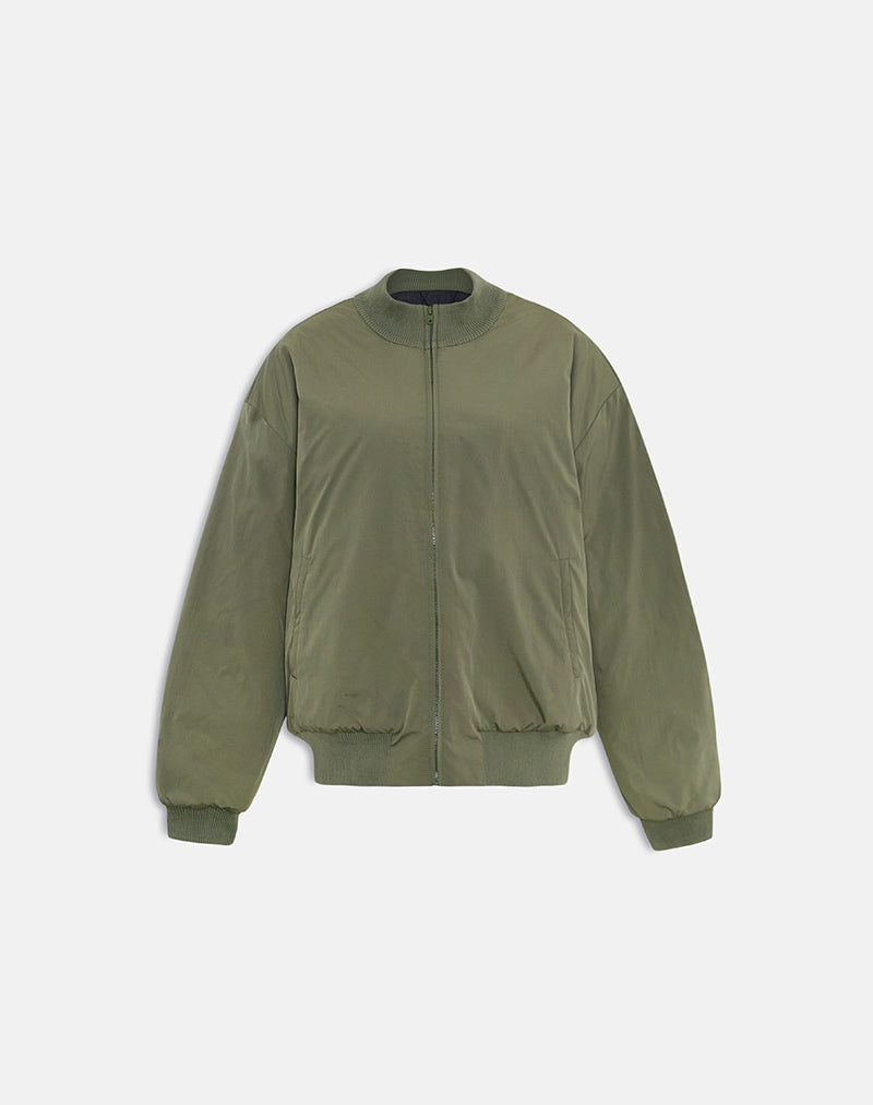 Image of Najora Puffy Bomber Jacket in Dark Sage