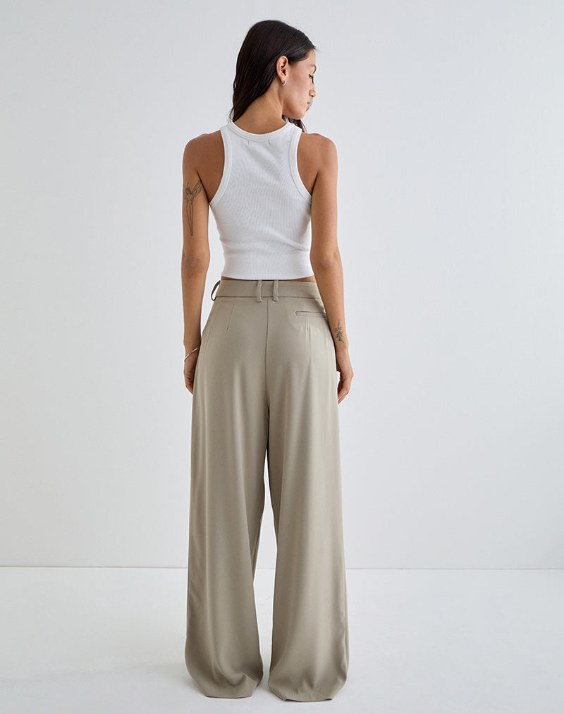 Image of Nala Wide Pleat Trouser in Taupe Tailoring