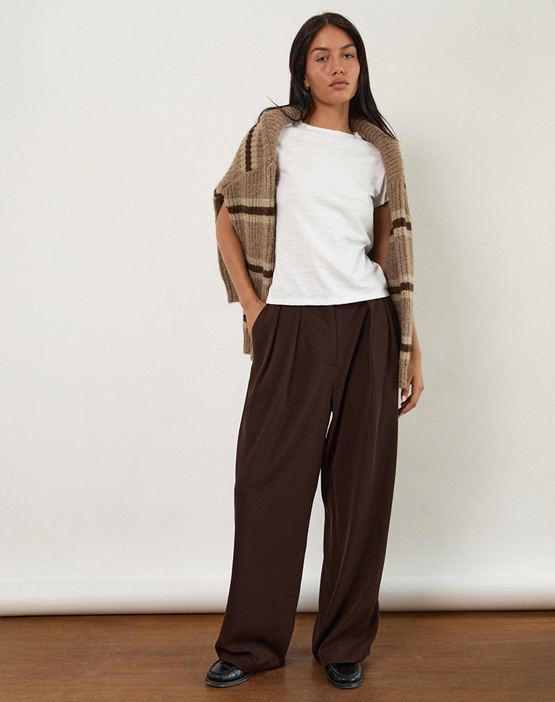 Image of Nala Wide Pleat Trousers in Bitter Chocolate