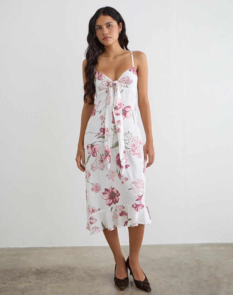 Image of Nalami Midi Dress in Femme Floral White