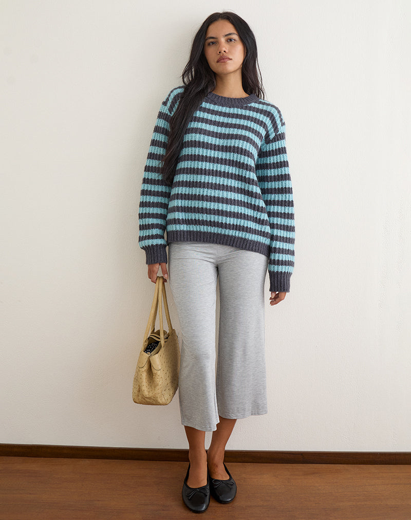 Image of Namirta Jumper in Light Blue with Dark Grey Stripe