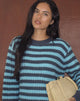 Image of Namirta Jumper in Light Blue with Dark Grey Stripe