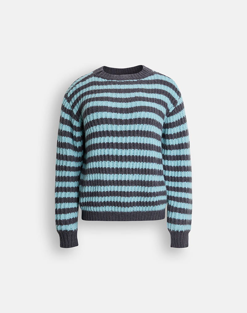 Image of Namirta Jumper in Light Blue with Dark Grey Stripe