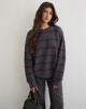 Image of Namirta Jumper in Grey with Raven Raspberry Stripe