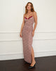 Image of Naoya Midi Dress in Pink and Brown Lips Print