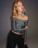 Image of Naysila Bardot Top in Black Shimmer