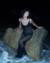 Image of Nazir O Ring Strap Knitted Maxi Dress in Black