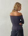 Image of Neira Long Sleeve Bardot Top in Textured Knit Ocean Storm
