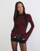 Image of Nell High Neck Long Sleeve Top in Dark Plum