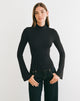 Image of Nell High Neck Long Sleeve Top in Rayon Jersey Black