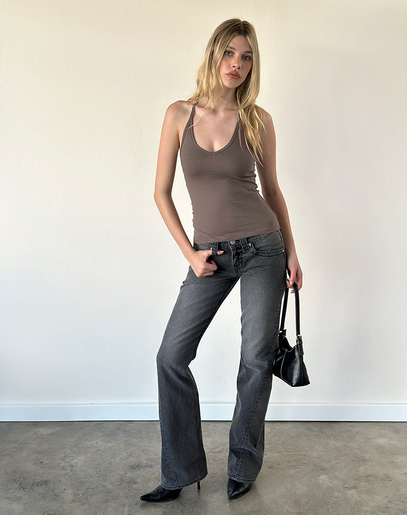 Image of Nemue Plunge Racerback Top in Coffee Quartz