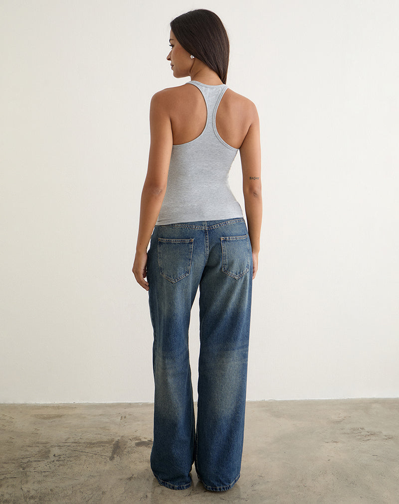 Image of Nemue Plunge Racerback Top in Grey Marl