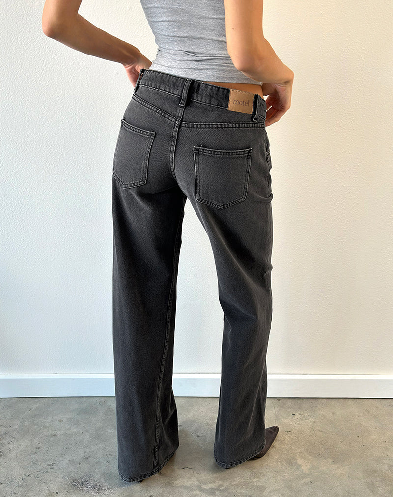 Immagine dei jeans Parallel a vita bassa in nero lavato grigio