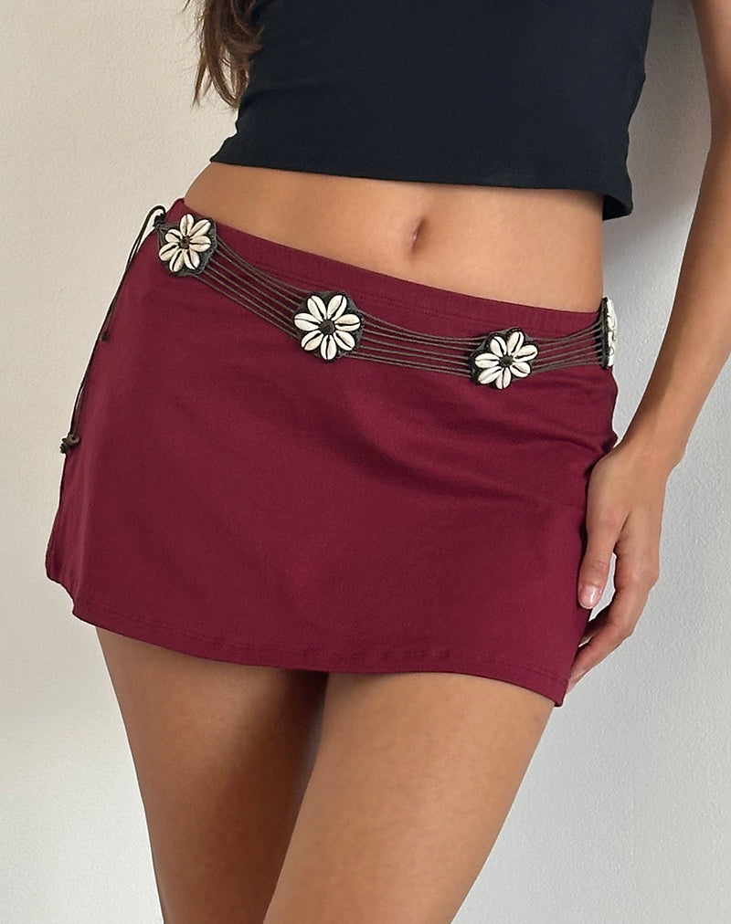 Nidya Aline Mini Skirt in Burgundy