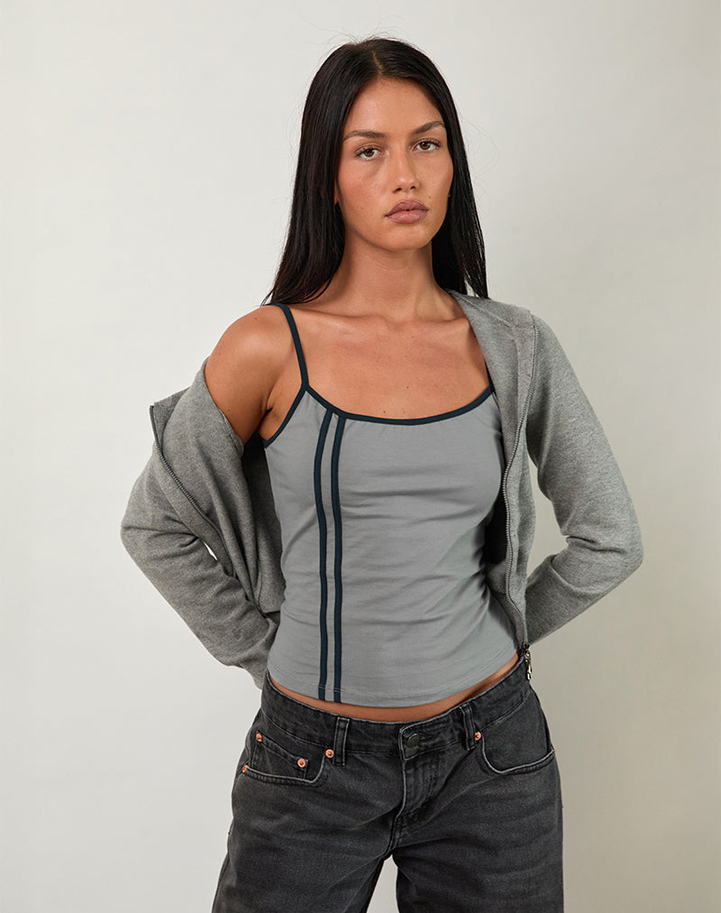 Image of Nilaso Vest Top in Grey with Tapshoe Binding