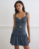 Image of Nilima Cowl Neck Mini Dress in Rayon Jersey Ocean Storm