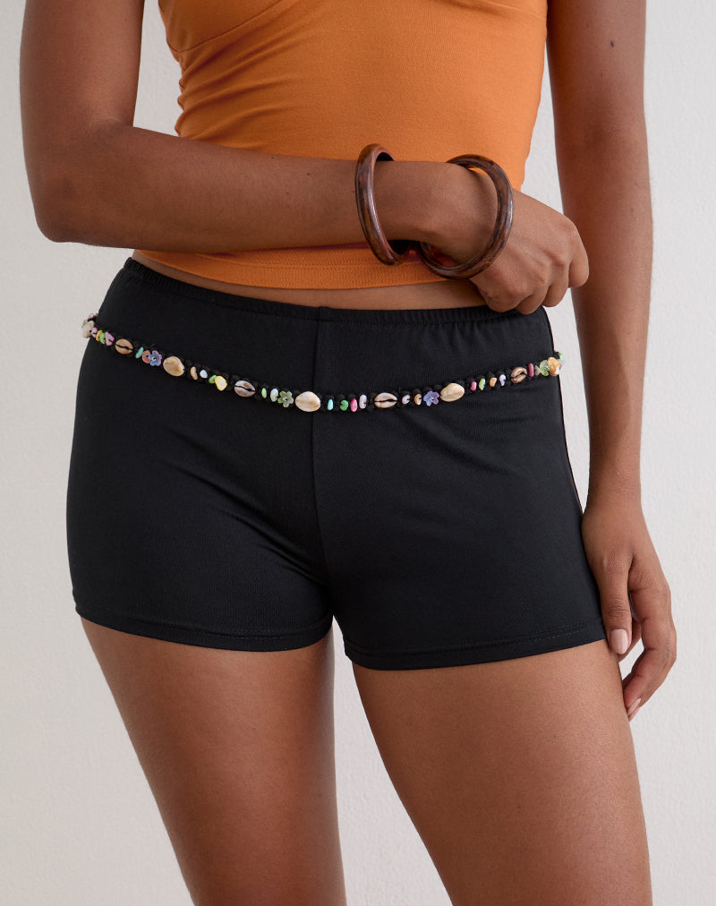 Nilo Micro Short with Shell Trim in Cupro Black