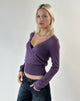 Image of Nilza Wrap Top in Knit Dark Purple