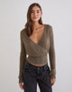 Image of Nilza Wrap Top in Knit Taupe