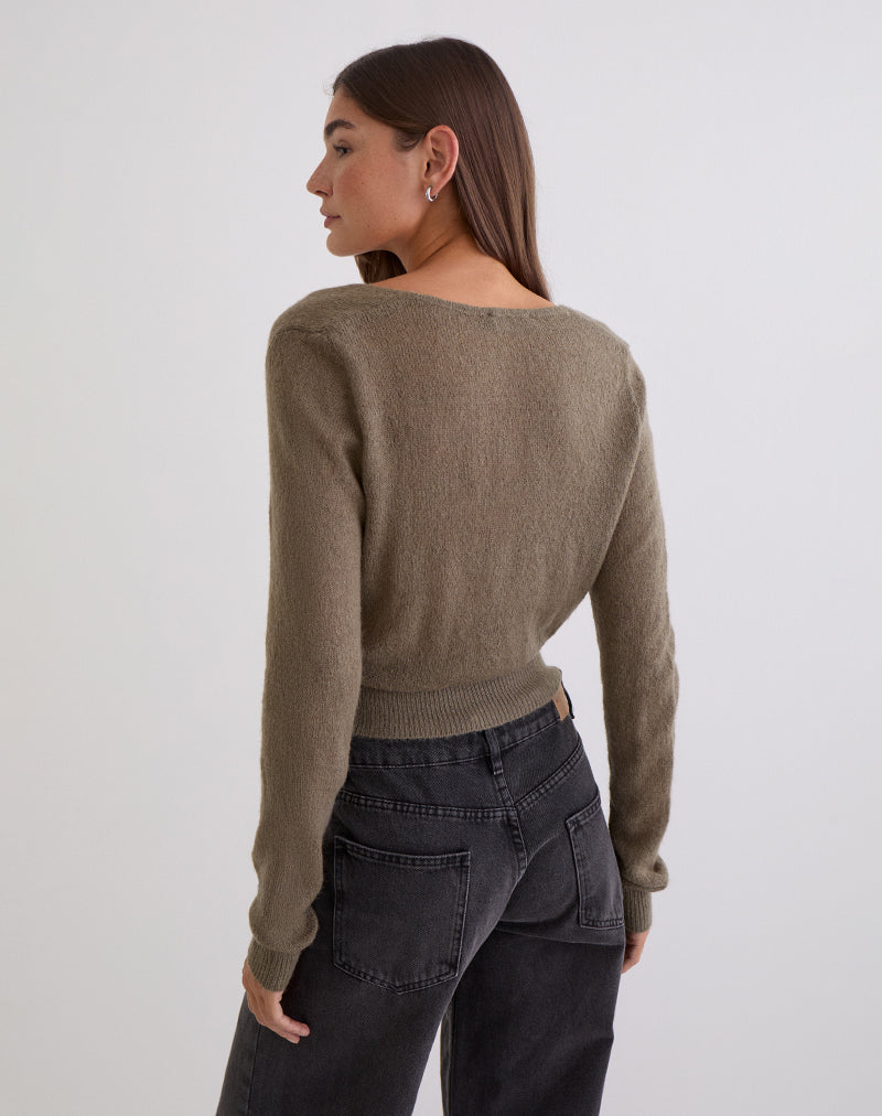 Image of Nilza Wrap Top in Knit Taupe