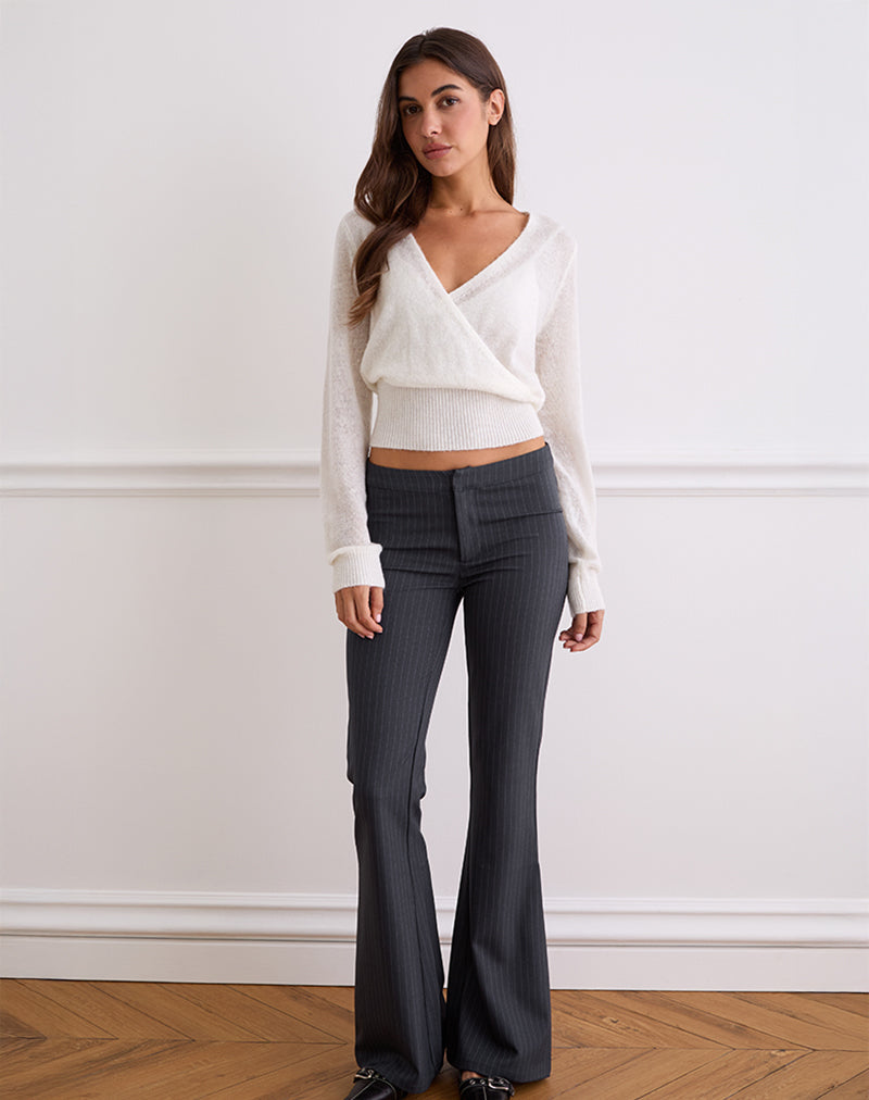 Nilza Wickeloberteil aus Strick in Off White