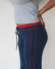 Image of Nanine Trouser in Navy with Adrenaline Red Binding