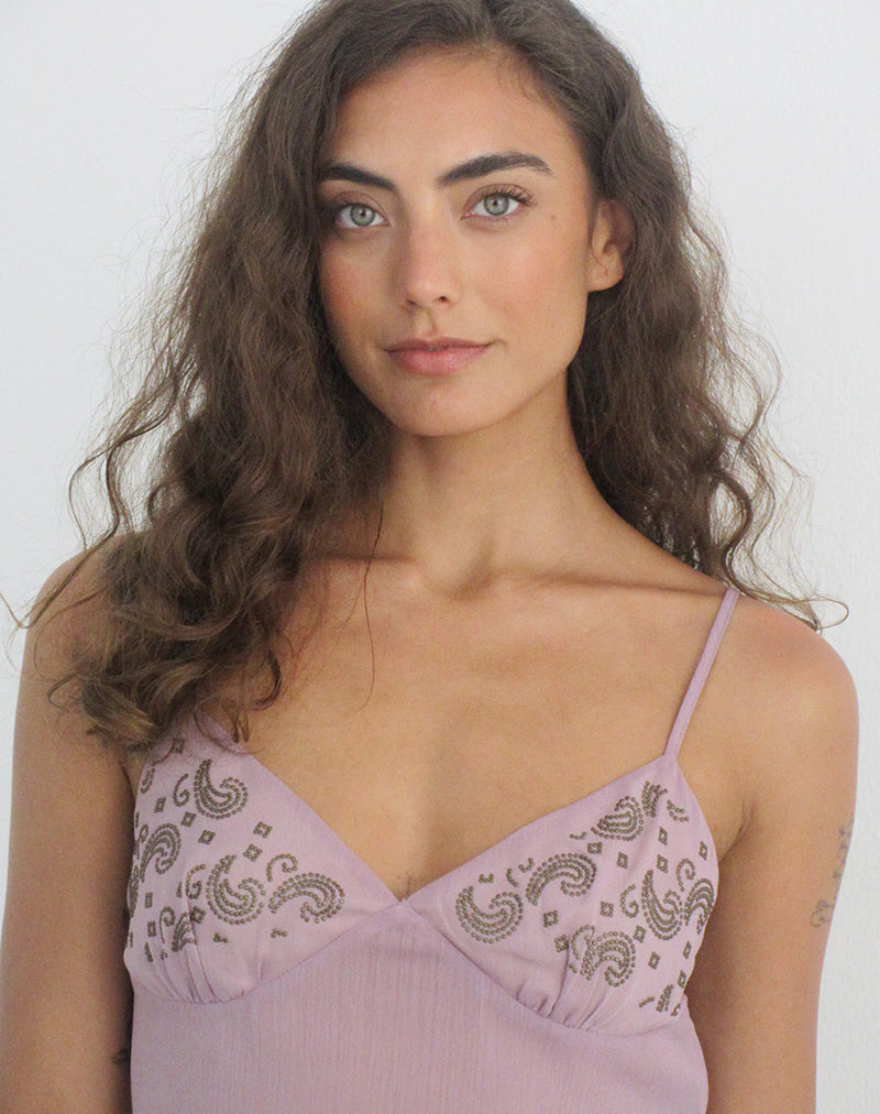 Mauve Cami Top with Coma Studs | Nisara – motelrocks-com-eur