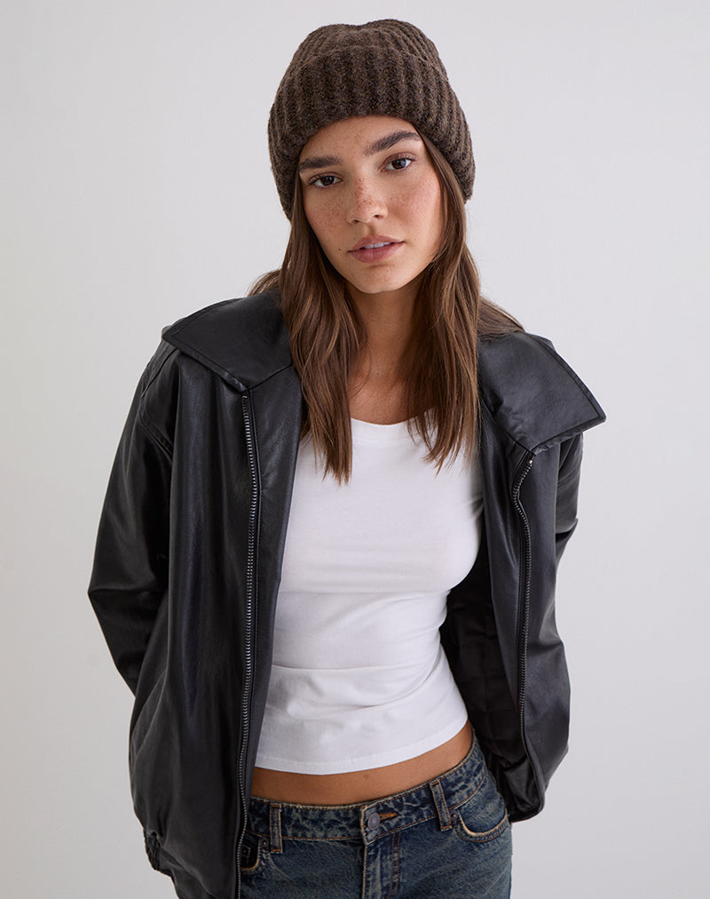Nivo Rocks Brown Knit Foldover Beanie Hat | Nivo – motelrocks-com-eur
