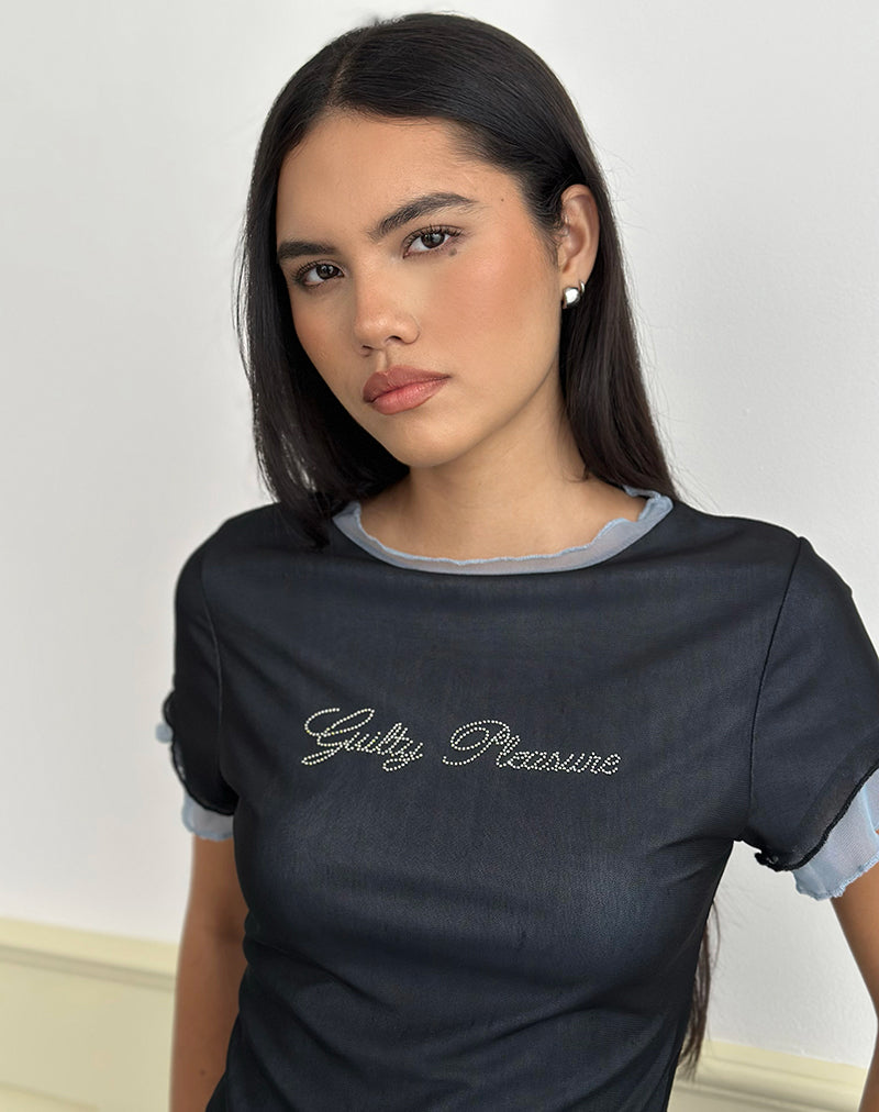 Image of Noburia Top in Black Blue Guilty Pleasure Hot Fix