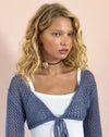 image of Nocta Long Sleeve Crop Top in Weave Knit Blue Shadow
